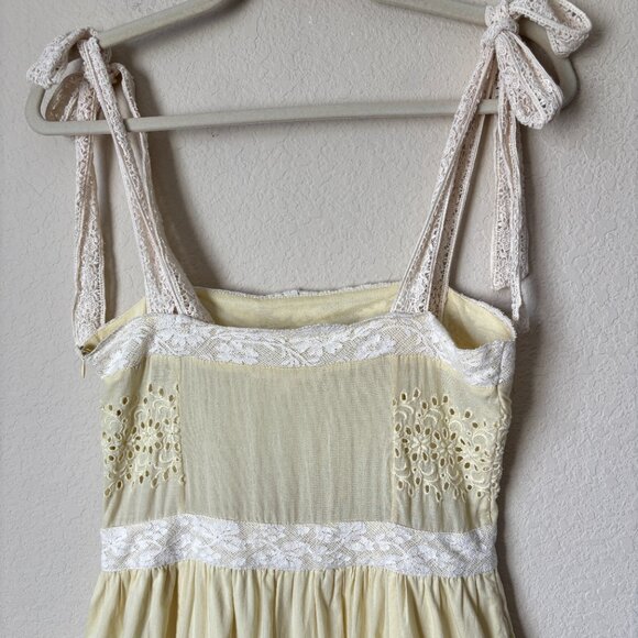 Love Shack Fancy Ayala Lace Eyelet Trim Cottagecore Midi Spring Summer Dress - Picture 12 of 16